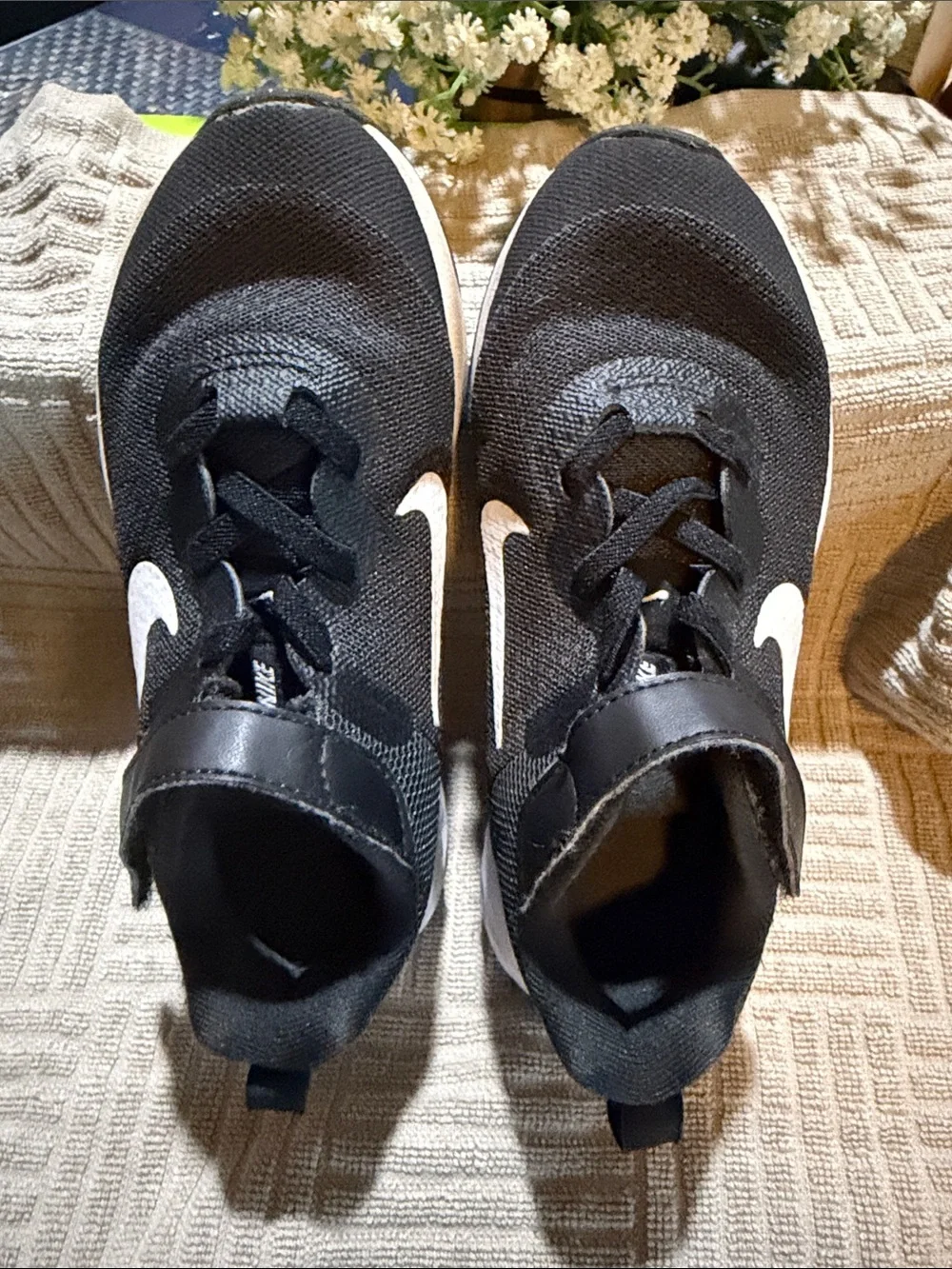 Nike Kids Black and White Slip-On Athletic Sneakers